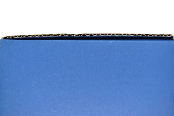 Niebieskie Pudełko Kartonowe Izolowane Białym Tle Tekturowa Faktura Projektowania — Zdjęcie stockowe