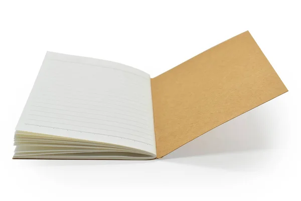 Bruin Ambachtelijke Papieren Omslag Notebook Geïsoleerd Witte Achtergrond Briefpapier Voor — Stockfoto