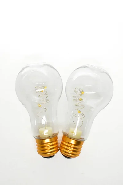 Golden Light Bulb Isolated White Background — Stock Photo, Image