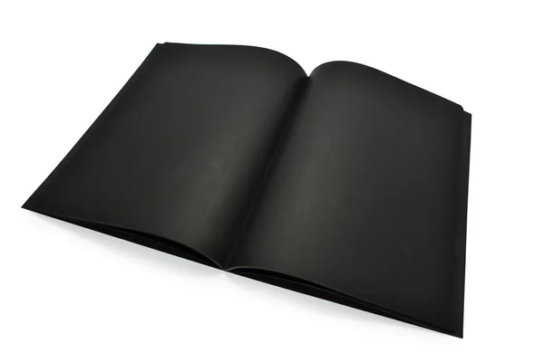 Pusty Czarny Notatnik Odizolowany Białym Tle Tekstura Papieru Rzemieślniczego — Zdjęcie stockowe