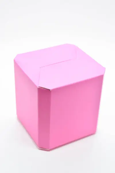 Roze Papieren Doos Witte Achtergrond Verpakking Voor Ontwerp — Stockfoto