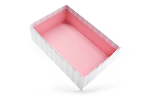 Open Beautiful Pink Paper Box White Background Package Design — Foto Stock