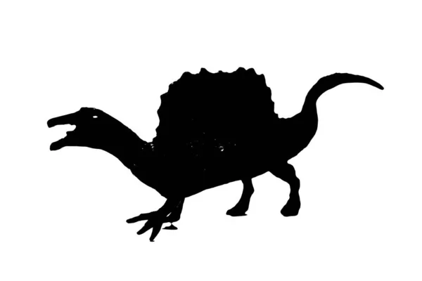 Silueta Dinosaurio Aislado Sobre Fondo Blanco Modelo Juguete Spinosaurus — Foto de Stock