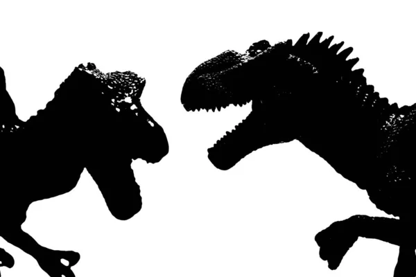 Σιλουέτα Δεινοσαύρων Απομονωμένη Λευκό Φόντο Μοντέλο Spinosaurus Και Giganotosaurus Παιχνίδια — Φωτογραφία Αρχείου