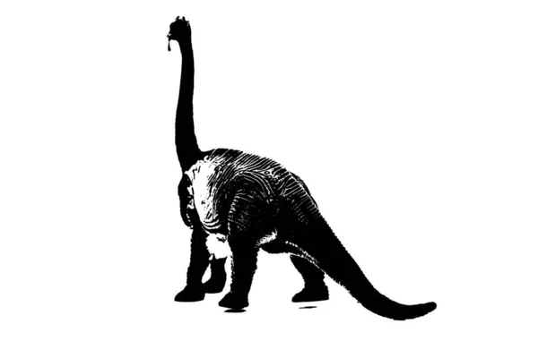 Silueta Dinosaurio Negro Aislado Sobre Fondo Blanco Modelo Juguetes Dinosaurios — Foto de Stock