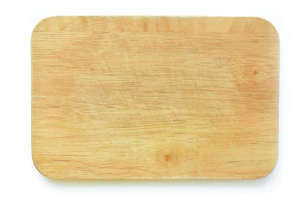 Brown Wooden Cutting Board Isolated White Background Plank Wood Cooking — Stock Photo, Image