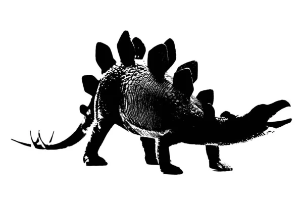 Černá Dinosauří Silueta Izolované Bílém Pozadí Model Dinosaurů Hračky — Stock fotografie
