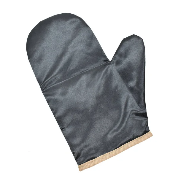 Zwarte Beschermende Handschoen Geïsoleerd Witte Achtergrond Keukenhandschoen — Stockfoto