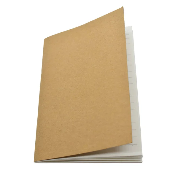 Kahverengi Kağıt Kapak Defteri Beyaz Arkaplanda Izole Edilmiş Ofis Için — Stok fotoğraf