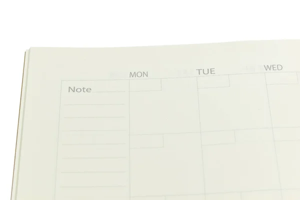 Bovenaanzicht Afbeelding Van Open Planner Notebook Met Blanco Pagina Papier — Stockfoto