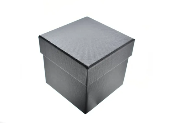Черный Бумажный Ящик Белом Фоне Упаковочная Промышленность — стоковое фото