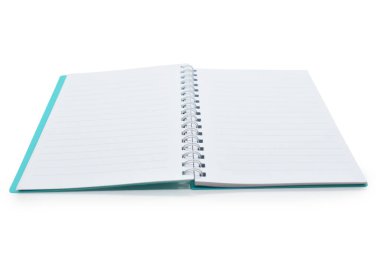 Boş sayfalı açık defterin üst görünüm resmi, çizgili kağıt dokusu arkaplanı