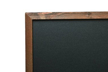 blank clean new chalkboard in wooden frame isolated on white background, blackboard for education school