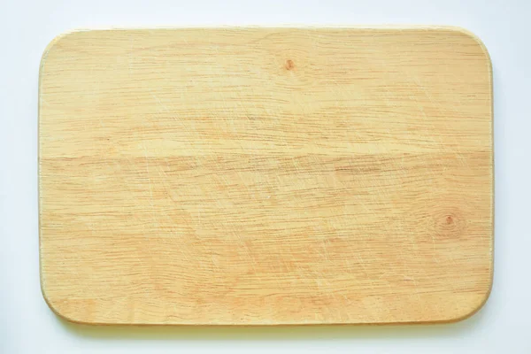 白い背景の茶色の木のまな板台所で調理するための板の木 — ストック写真