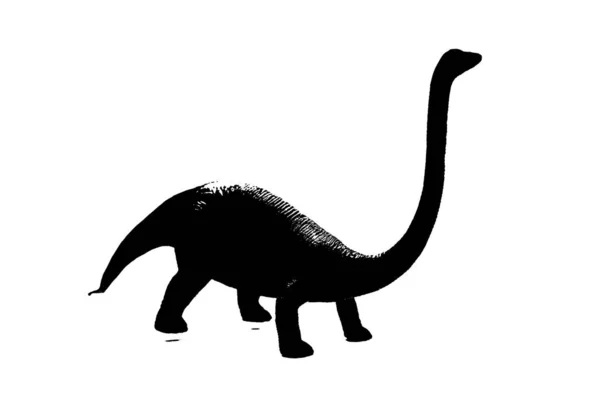从白色背景分离出来的黑色恐龙轮廓 恐龙玩具模型 — 图库照片