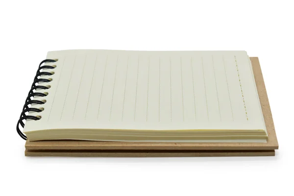 ページが空白の開いているノートブックのトップ表示テクスチャ背景 — ストック写真