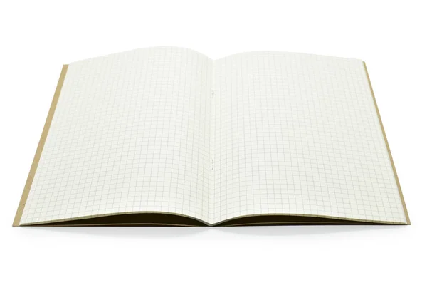 Pusty Notatnik Otwarty Podszytym Papierem Izolowanym Białym Tle — Zdjęcie stockowe