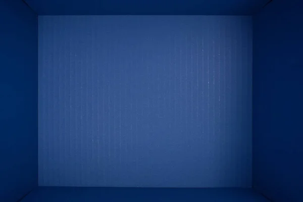 Всередині Фону Синьої Картонної Коробки Текстура Картону Дизайну — стокове фото