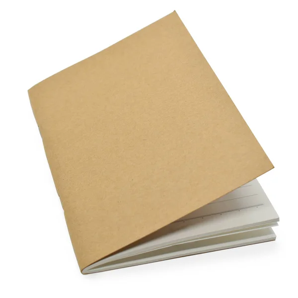 Brązowy Notatnik Okładką Papierową Białym Tle Papeteria Biura — Zdjęcie stockowe