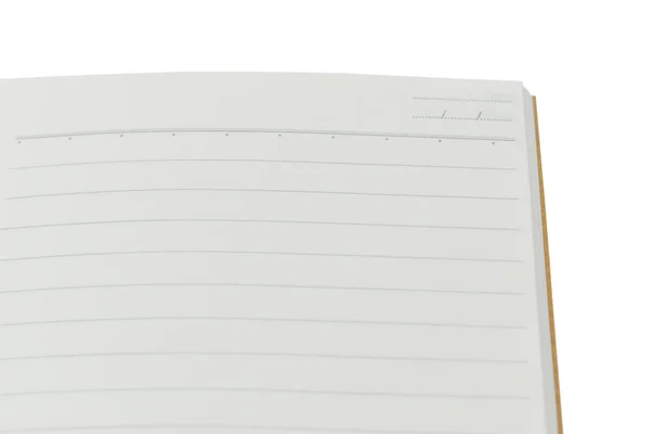 Blank Open Notebook Lined Paper Isolated White Background — Stock Photo, Image