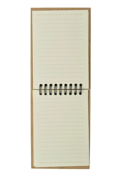 Felső Nézet Kép Nyitott Notebook Üres Oldal Bélelt Papír Textúra — Stock Fotó
