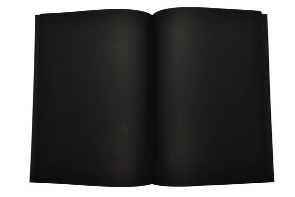 Pusty Czarny Notatnik Odizolowany Białym Tle Tekstura Papieru Rzemieślniczego — Zdjęcie stockowe