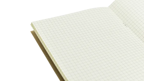 Порожній Відкритий Блокнот Підкладкою Паперу Ізольований Білому Тлі — стокове фото