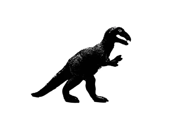 Zwart Dinosaurus Silhouet Geïsoleerd Witte Achtergrond Model Van Dinosaurussen Speelgoed — Stockfoto