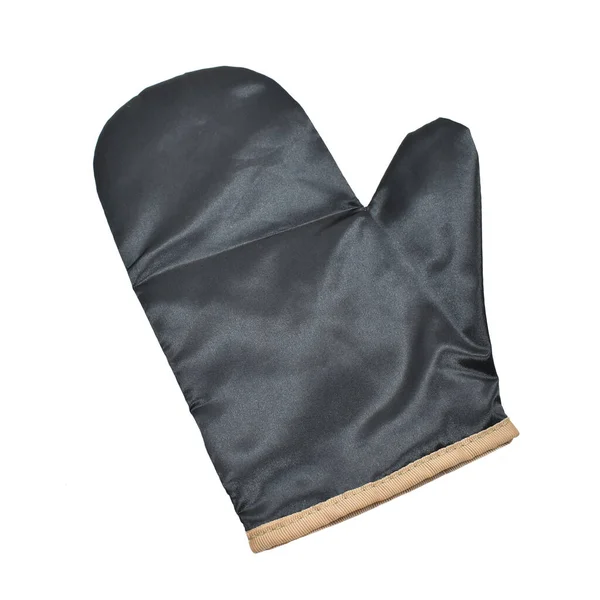 Zwarte Beschermende Handschoen Geïsoleerd Witte Achtergrond Keukenhandschoen — Stockfoto