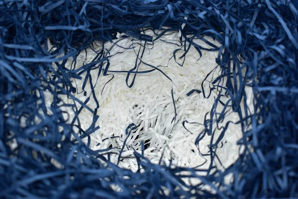 Синьо Білий Паперовий Наповнювач Картонній Коробці Текстурний Фон Дизайну — стокове фото