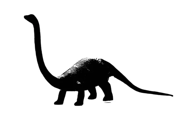 Svart Dinosaurie Silhuett Isolerad Vit Bakgrund Modell Dinosaurier Leksak — Stockfoto
