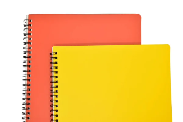 Cuaderno Naranja Amarillo Aislado Sobre Fondo Blanco Papelería Para Oficina —  Fotos de Stock