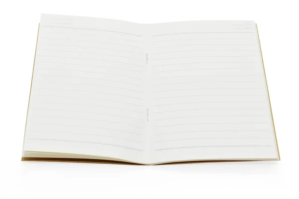 Blanco Open Notitieboekje Met Gevoerd Papier Geïsoleerd Witte Achtergrond — Stockfoto