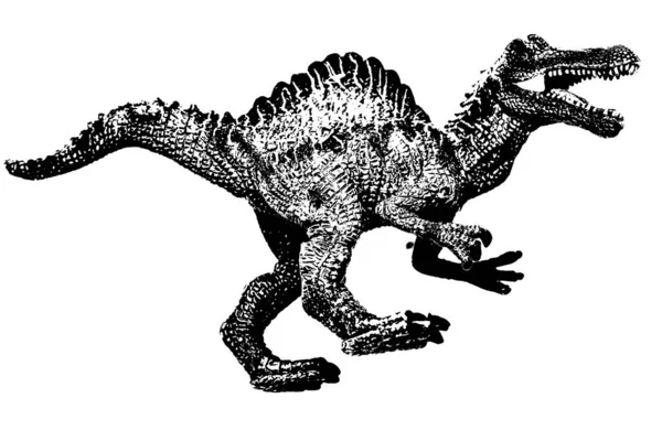 Dinosauří Silueta Izolované Bílém Pozadí Model Spinosaurus Hračky — Stock fotografie