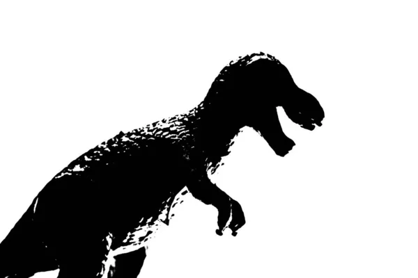 Μαύρη Σιλουέτα Δεινοσαύρων Απομονωμένη Λευκό Φόντο Μοντέλο Παιχνιδιών Rex — Φωτογραφία Αρχείου