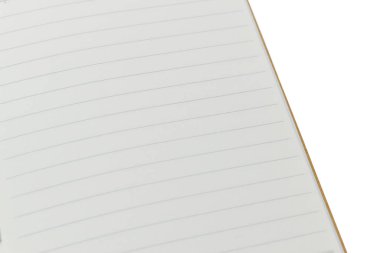 beyaz arkaplanda izole edilmiş çizgili kağıt ile boş açık defter