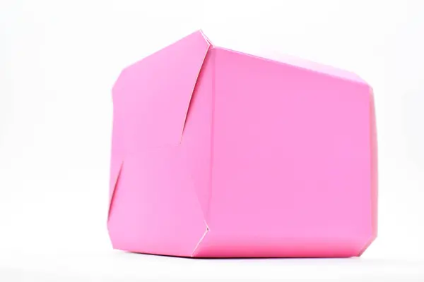 白色背景粉红纸盒 设计包装 — 图库照片
