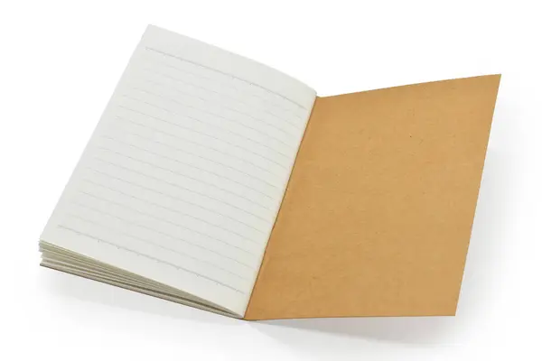 Bruin Ambachtelijke Papieren Omslag Notebook Geïsoleerd Witte Achtergrond Briefpapier Voor — Stockfoto