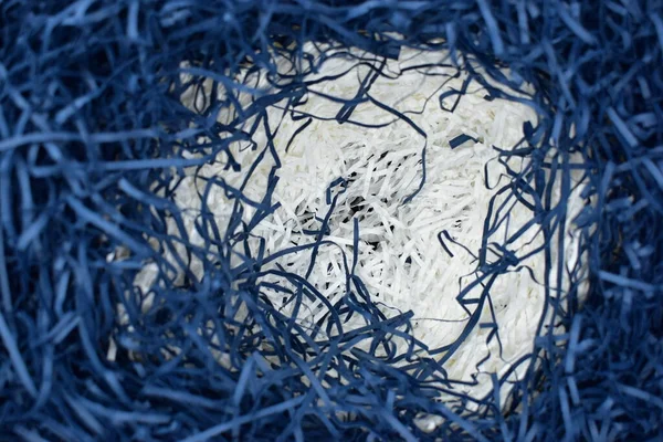Синьо Білий Паперовий Наповнювач Картонній Коробці Текстурний Фон Дизайну — стокове фото