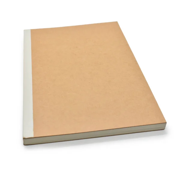 Brązowy Notatnik Okładką Papierową Białym Tle Papeteria Biura — Zdjęcie stockowe