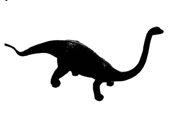 Μαύρη Σιλουέτα Δεινοσαύρων Απομονωμένη Λευκό Φόντο Μοντέλο Παιχνιδιού Δεινοσαύρων — Φωτογραφία Αρχείου