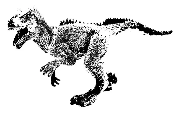 白い背景に黒い恐竜のシルエットギガノトサウルスのおもちゃのモデル — ストック写真
