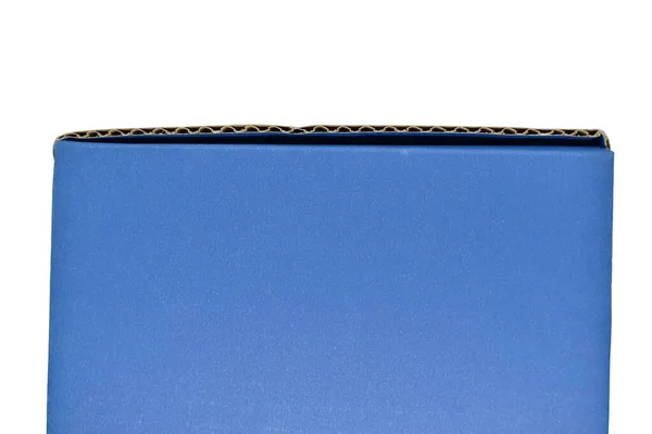 蓝色纸盒 白色背景 硬纸板质地 用于设计 — 图库照片