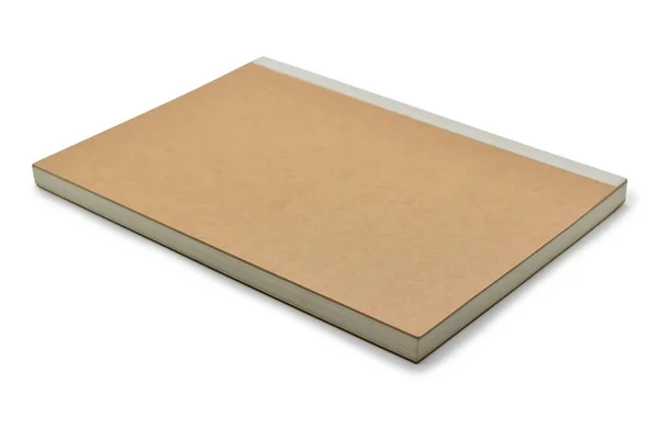 Cuaderno Cubierta Papel Artesanal Marrón Aislado Sobre Fondo Blanco Papelería —  Fotos de Stock