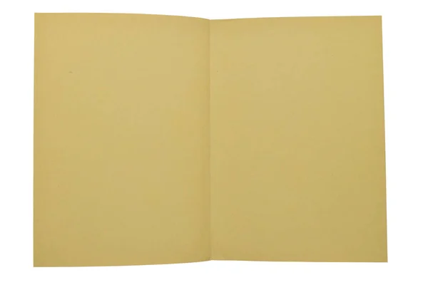 Pusty Otwarty Brązowy Notatnik Izolowany Białym Tle Tekstura Papieru Rzemieślniczego — Zdjęcie stockowe