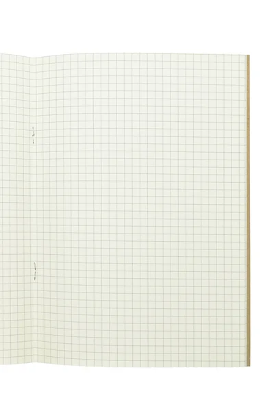 Порожній Відкритий Блокнот Підкладкою Паперу Ізольований Білому Тлі — стокове фото
