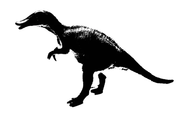 Sagoma Dinosauro Nero Isolato Sfondo Bianco Modello Giocattoli Dinosauri — Foto Stock
