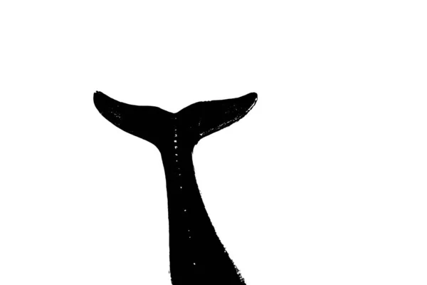 Fekete Sziluett Halfarok Izolátum Fehér Alapon — Stock Fotó