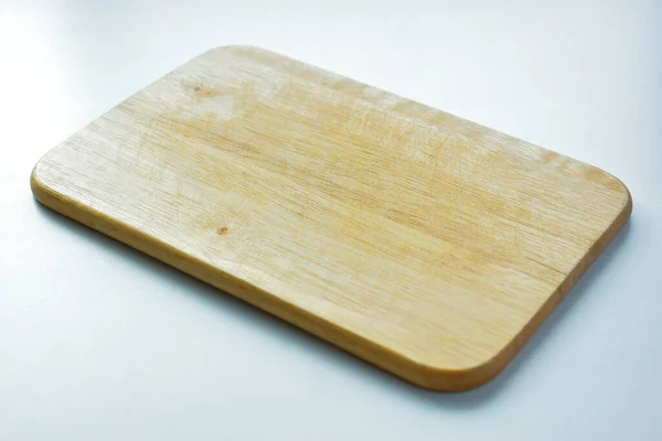 Brązowa Drewniana Deska Krojenia Białym Tle Deska Gotowania Kuchni — Zdjęcie stockowe