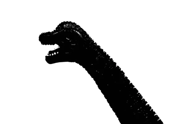 Czarny Dinozaur Sylwetka Izolowane Białym Tle Model Dinozaurów Zabawki — Zdjęcie stockowe